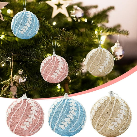 Christmas Tree Ornaments - Glittery Gold and White Lace Christmas Bauble, Single Hanging Decoration, Elegant Holiday Tree Ornament for Christmas Décor