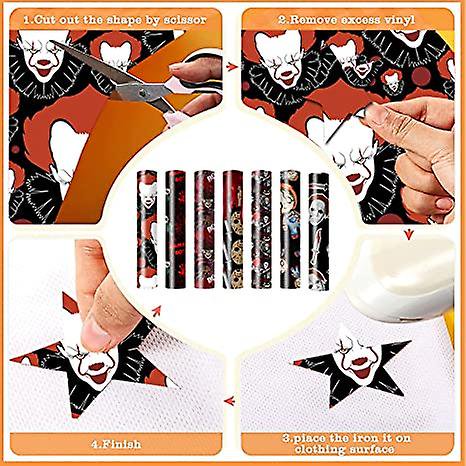 2pcs Halloween Horror Character Lettering Film, Happy Halloween Decorative Heat Transfer Vinyl Htv Ironing Vinyl Bundle For Shirt Pattern