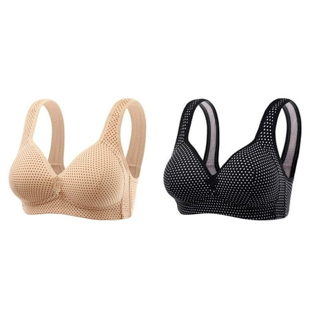 (2-Pack) 2025 New Women sy and Comfortable Bra s for Women Large Size Thin Cup Womens Sports Bra with No Steel Ring Womens Bras Push Up Front Closure Uphold Four Breasted Printing Adjustable