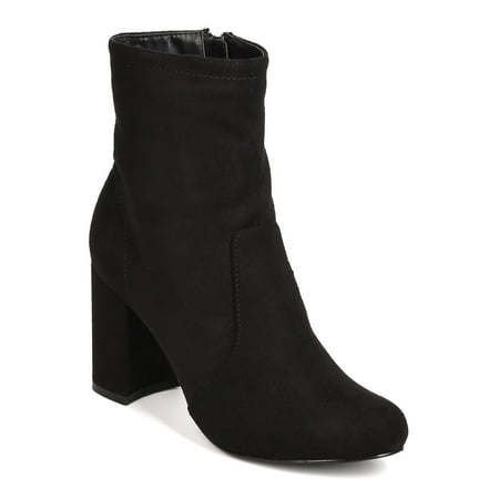 - Shoe Republic LA FG83 Women Faux Suede Chunky Heel Bootie