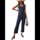 thumbnail image 3 of Elegantes de Verano para Mujer, Sin Mangas, con Cuello en U, Informales, de Pierna y Pantalones Largos 2025, Azul Marino Talla L, 3 of 9