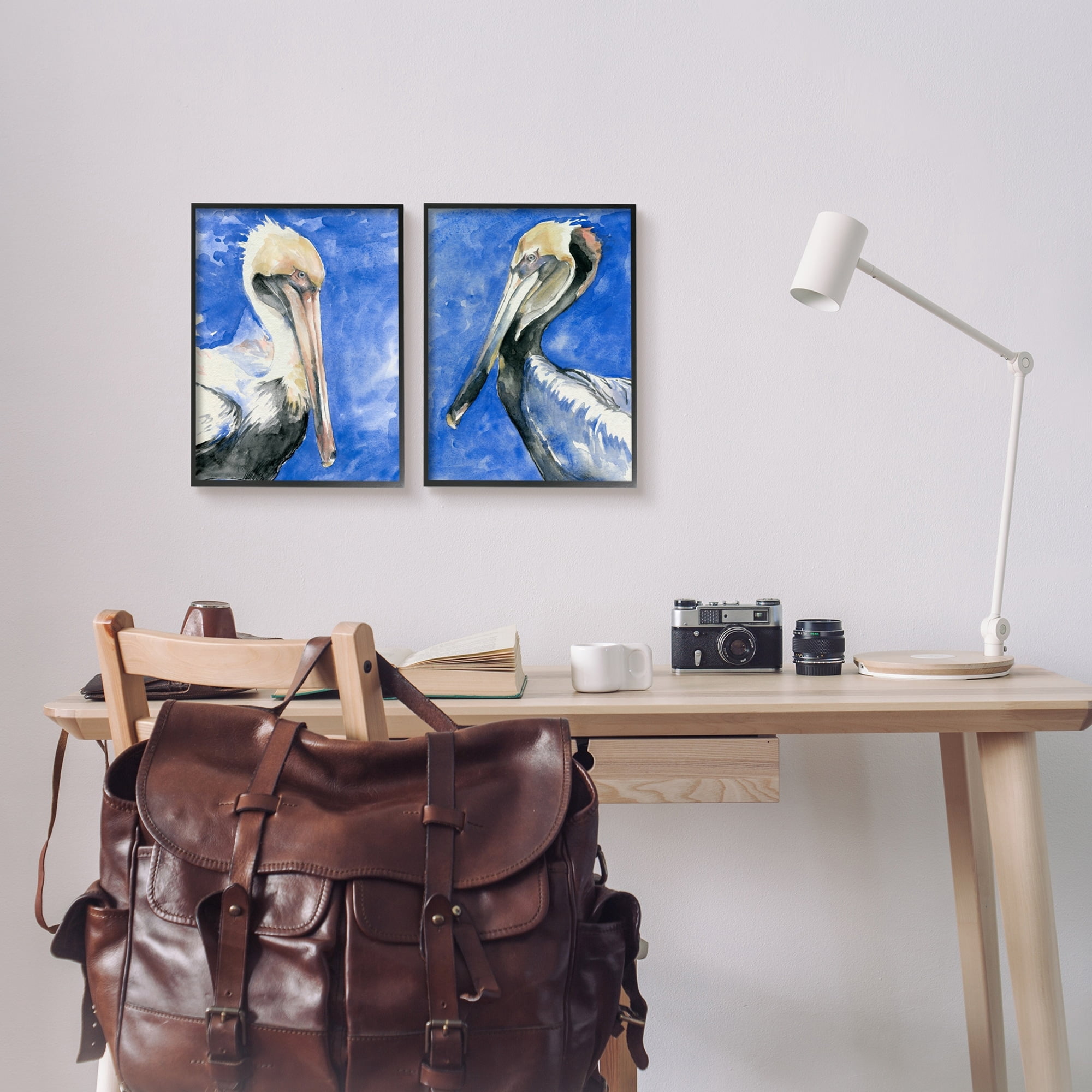 Stupell Industries Nautical Pelican Birds Portrait Nature Animal Painting Painting Black Framed Art Print Wall Art, Set of 2, Design by Jennifer Paxton Parker