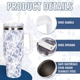 thumbnail image 3 of 40oz Blue Flower Tumbler with Handle Straw and Lid Spring Travel Tumbler Chinoiserie Toile Floral Coffee Cup for Women Friend Holiday Birthday, 3 of 3