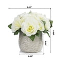 thumbnail image 4 of Enova Home Artificial Velvet Roses Faux Silk Flowers in Round Tapered Ceramic Pot for Home Office Wedding Decoration (Cream), 4 of 4