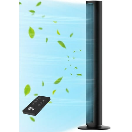 PhiloDeco Bedroom Tower Fan, 40 Inch Bladeless Fan, 80 ° Oscillating Fan, Silent Floor Fan With Remote Control Led, 4-Speed Multiple Modes, 7h Timer, Large Air Outlet, Vertical Fan For Home