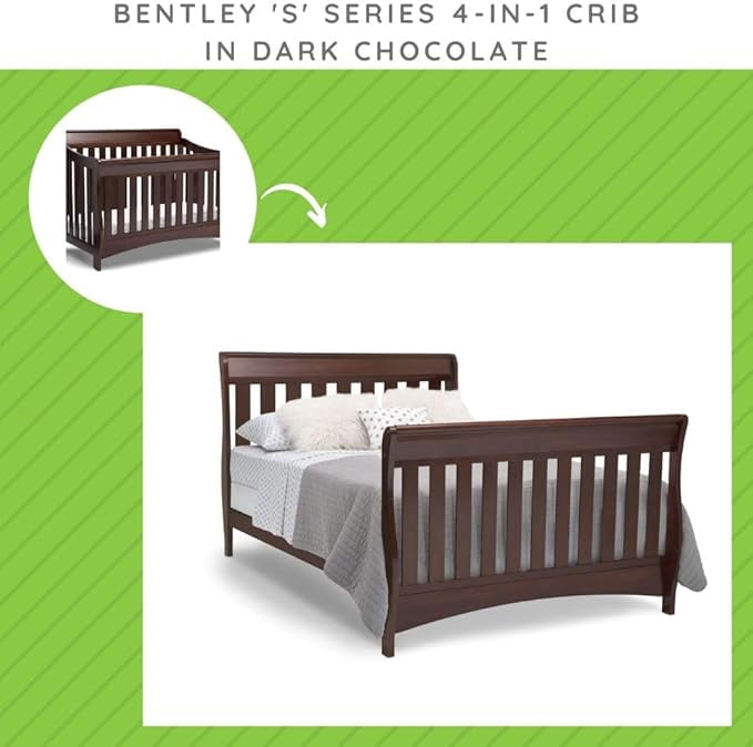 Full-Size Conversion Kit Bed Rails for Bentley Crib by Delta Children - #0050 (Dark Chocolate - 207)