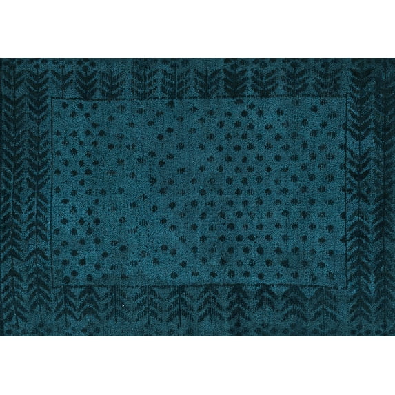 Ahgly Company Indoor Rectangle Abstract Light Blue Modern Area Rugs, 2' x 5'