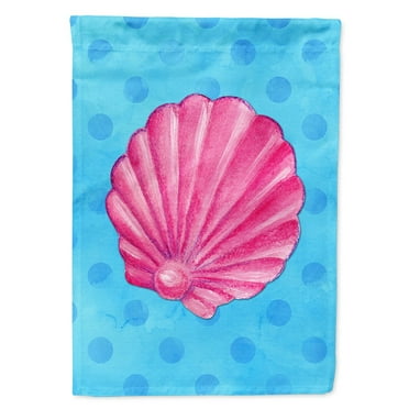 Carolines Treasures BB8241CHF Pink Sea Shell Blue Polkadot Flag Canvas House Size  Large multicolor