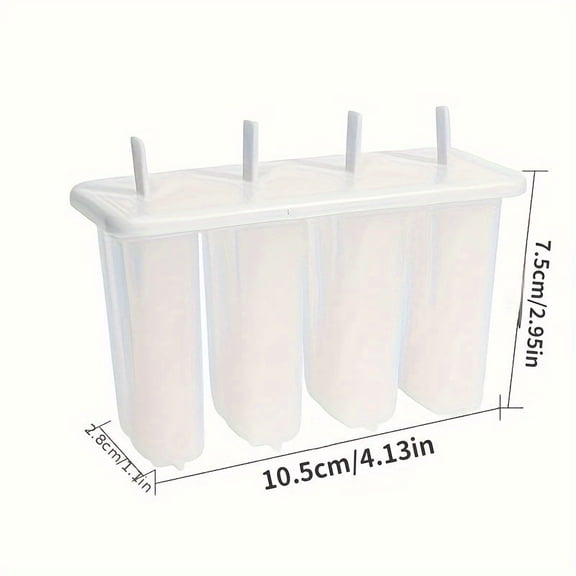 White 4-Cavity Popsicle Mold with Lid – Reusable BPA-Free Silicone Ice Cream Maker for DIY Yogurt Pops, Juice Bars & Summer Frozen Treats