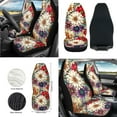 thumbnail image 2 of Yuyamidu Colorful Dahlia Car Front Seat Cover Set of 12 Boho Steering Wheel Cover Seat Belt Covers Trash Can Armrest Cover Rear View Mirror Cover Coasters Keychain Air Vent Pouch for Women, 2 of 6