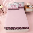 thumbnail image 4 of Homewish Pink Bowknot Zipper Twin Comforter Sets with Fitted Sheet and 2 Pillowcases for Princess Girls, Glitter Cheetah Print Zipper Bedding Set, 4 of 7