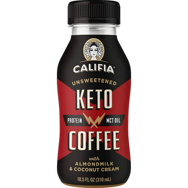 Califia Farms Keto Unsweetened Cold Brew Coffee with Almondmilk & Coconut Cream, 10.5 Oz (Pack