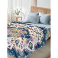 thumbnail image 5 of Navy Blue Yellow Flat Sheet Only Twin Size, Soft Breathable Bed Top Sheets for Mattress, Boho Southwestern Ethnic Mexican Flowers Luxury Bedding Flat Sheets for Home Hotel Bedroom Bed Protection, 5 of 9