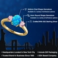 thumbnail image 2 of Gem Stone King 1.56 Ct Oval Cabochon Blue Simulated Opal Pink Lab Grown Diamond 18K Yellow Gold Plated Silver Ring, 2 of 6