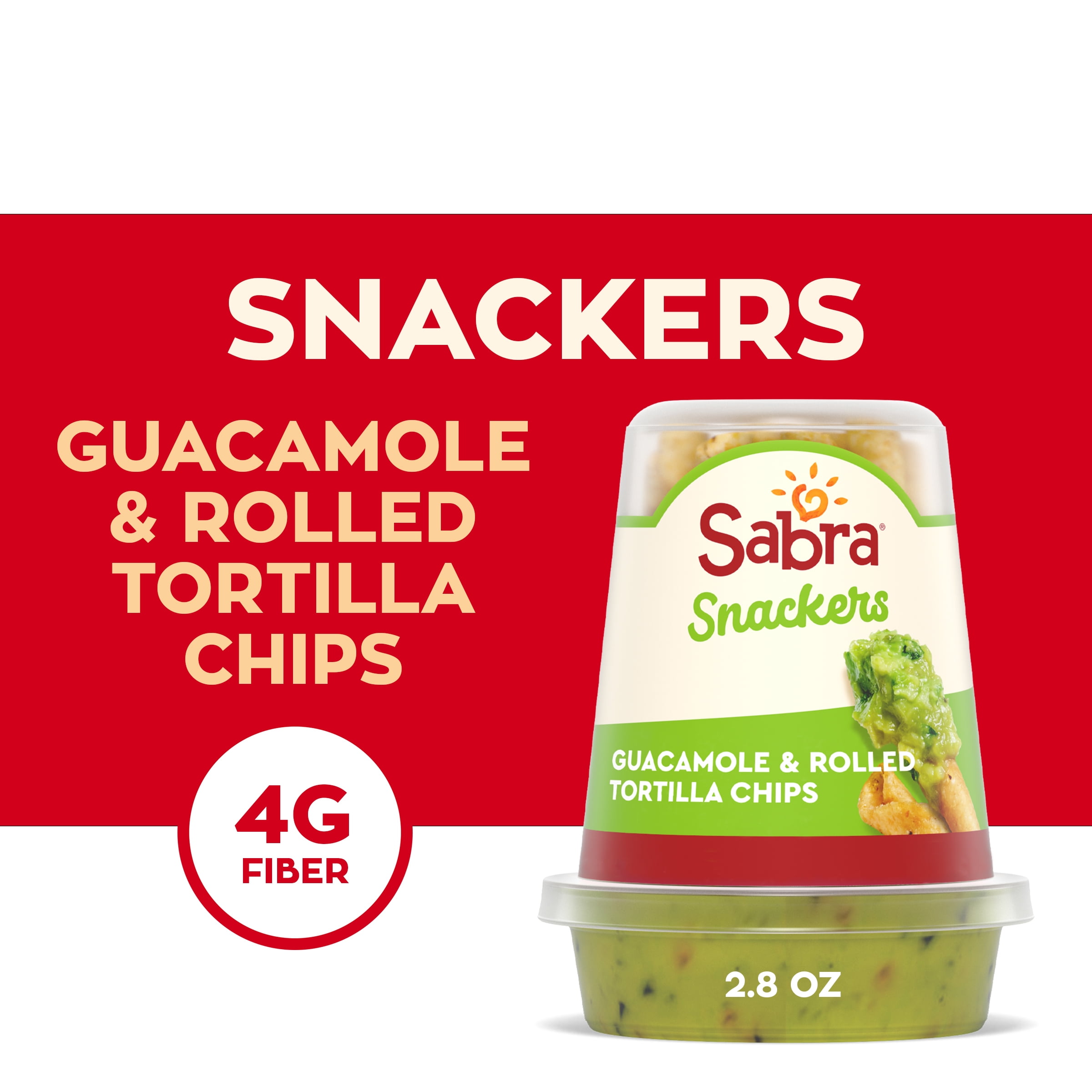 Sabra Snackers Fresh Guacamole Dip and Rolled Tortilla Chips, 2.8 oz, 1 Pack
