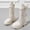 White, variant on Cethrio Big Girls Riding Boots, Fall Winter Slip-Resistant Casual Lace-up Mid Calf Boots Black Size 2(Big Kids)