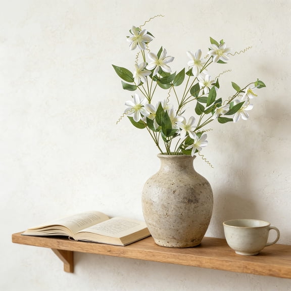 EGYMEN Artificial Clematis Flower, Faux Clematis Floral Arrangement, Decorative Clematis Plant, Lifelike Clematis Bloom, Silk Clematis Blossom