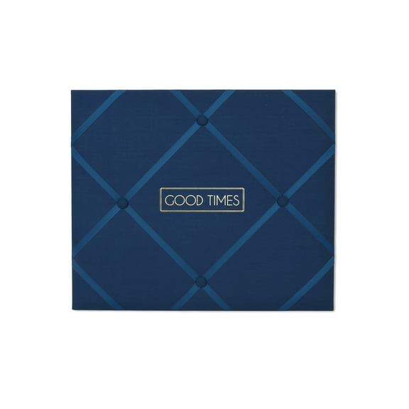Prinz Wall Hanging 19' x 16' French Memo & Photo Board, "Good Times" Navy Blue Linen Fabric