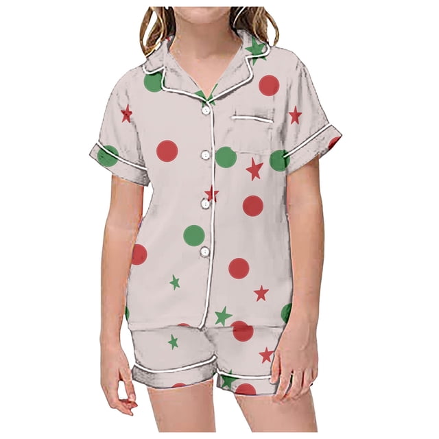 MIASHUI Pyjama Confortable pour Filles, Ensemble T-Shirt à Manches Courtes et Short Léger pour l'Été