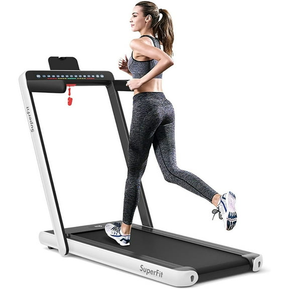 Canddidliike 2-in-1 Electric Motorized Health and Fitness Folding Treadmill with Dual Display and Speaker-White, Home Fitness Equipment for Walking & Running , Cardio Exercise Machine
