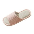 thumbnail image 2 of Zunfee Women's Pink Flax Linen Slippers, Breathable Non-Slip Indoor Home Slippers for Daily Wear, Size 36, 2 of 3
