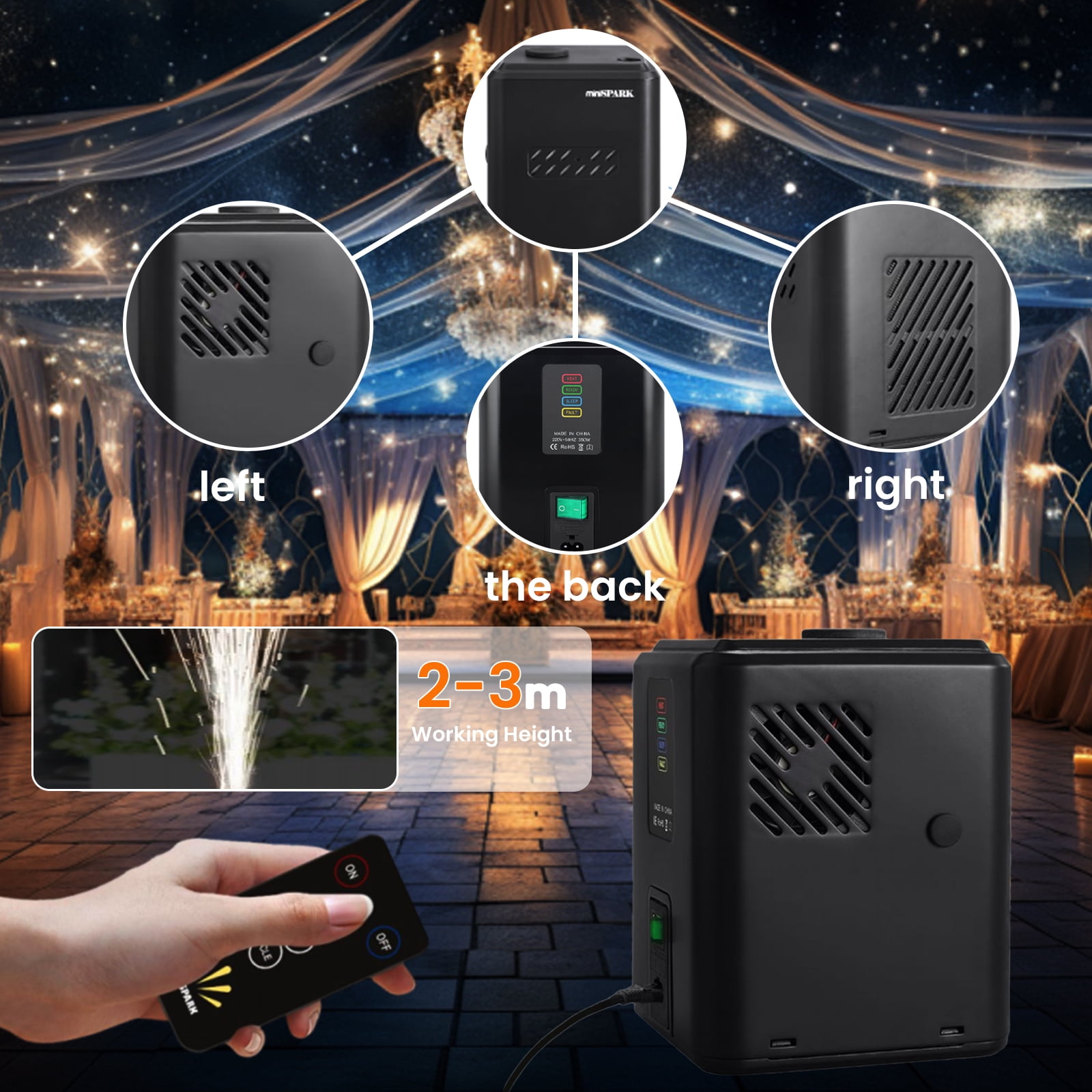 1PCS Cold Spark Machine, Portable & Compact Machine with Remote Control, Special Effects Machine for Weddings/Stages/Events (Not Include Consumables)