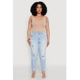 thumbnail image 2 of Womens Plus Size WAX Patch Distressed High Waist Slim Straight Jeans, 2 of 5