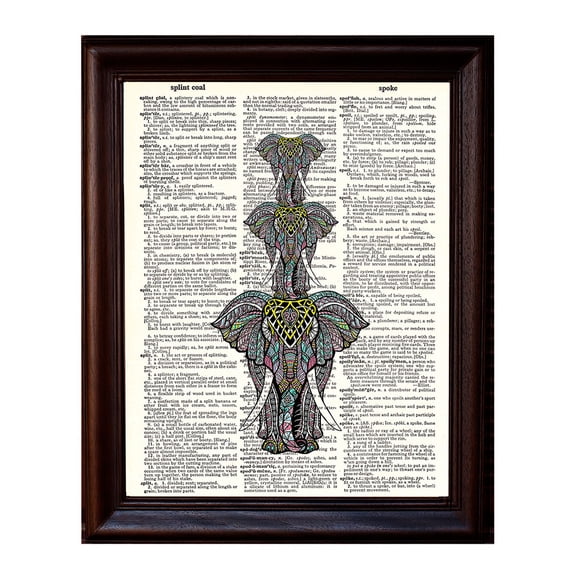 Elephant Zen Tower - Dictionary Art Print Printed On Authentic Vintage Dictionary Book Page - 8 x 10.5