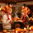 thumbnail image 2 of Adult Thanksgiving Turkey Hat Cartoon Plush Headwear Holiday Party Cap for Men Women One Size, 2 of 7