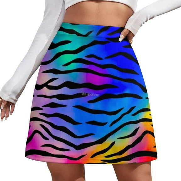 Tiger Stripes Skirt Abstract Line Print Modern Mini Skirts Summer High-waisted Graphic Aes