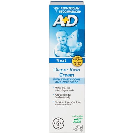 (2 Pack) A+D Zinc Oxide Diaper Rash Treatment Cream, 4 Ounce (Best Treatment For Rash)