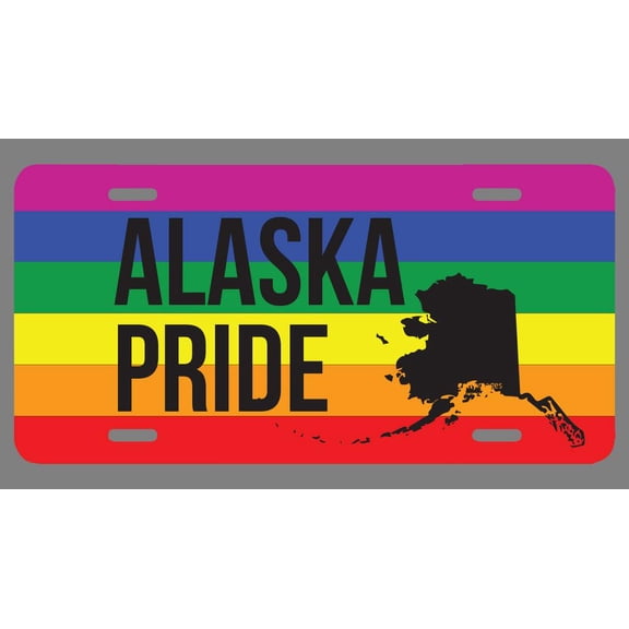 Alaska Pride Flag License Plate Tag Vanity Novelty Metal | UV Printed Metal | 6-Inches By 12-Inches | Car Truck RV Trailer Wall Shop Man Cave | VLP635