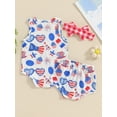thumbnail image 4 of CIYCuIT Independence Day Baby Girls Shorts Sets 3M 6M 12M 18M Cartoon Print Sleeveless Romper + Elastic Band Shorts 2Pcs Newborn Infant Cute Summer Outfit, 4 of 8