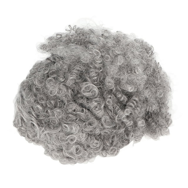 Peluca corta rizada gris con flequillo NikouMX Peluca corta gris rizada cabello sintético