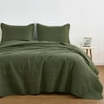 thumbnail image 2 of Chezmoi Collection Kingston Queen Size Bedspread Set, 3-Piece Olive Green Oversized Quilted Microfiber Lightweight Bedspread Coverlet (100"x106"), 2 of 9