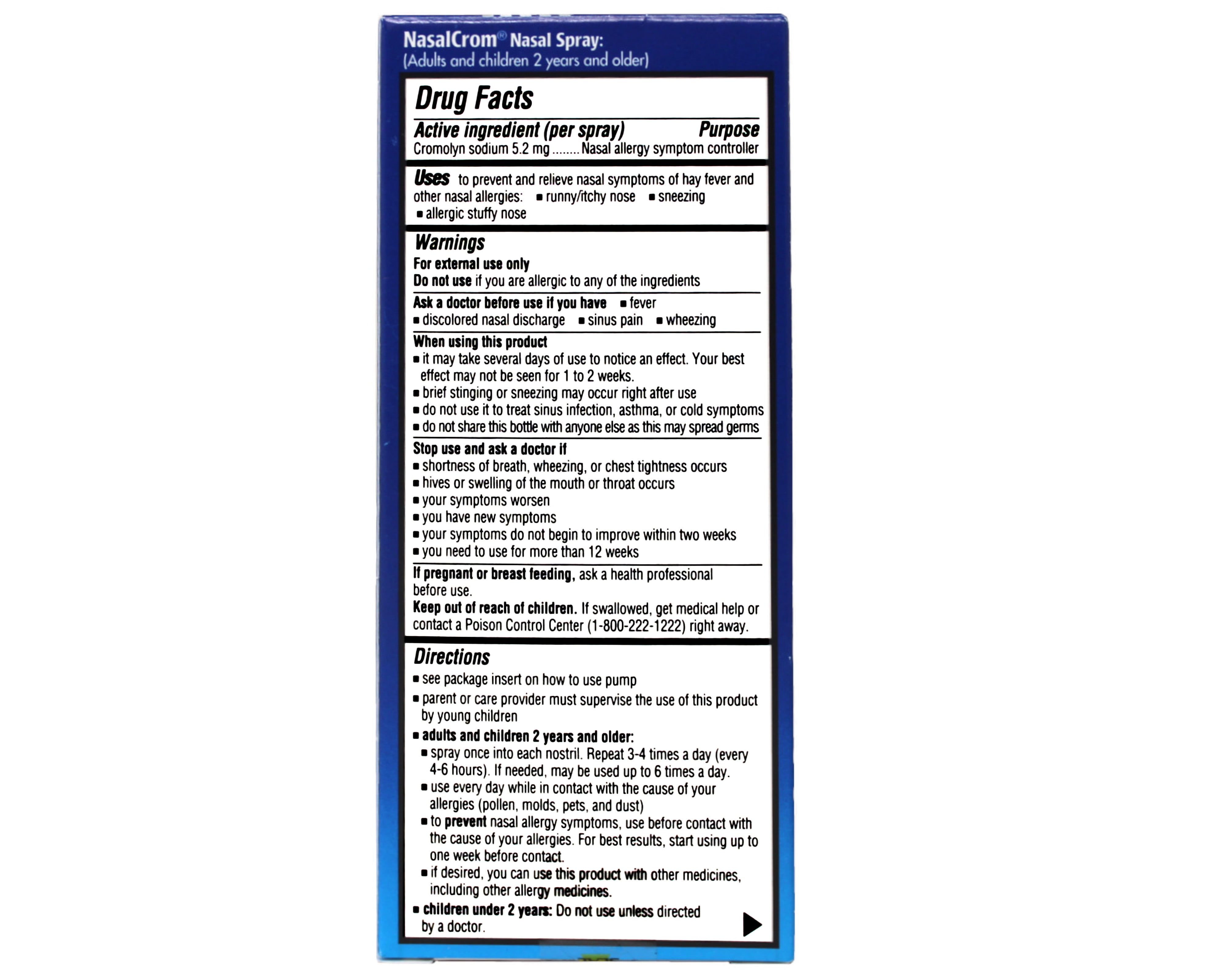 NasalCrom Nasal Spray Allergy Symptom Controller, 200 Metered Sprays, 0.88 FL OZ