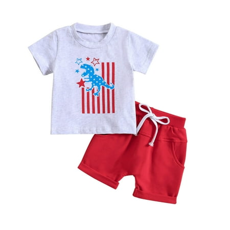 

Tarmeek Baby Boy 4th of July Outfit USA Letter Print Short Sleeve Tshirt Top Casual Shorts Set Patriotic Summer Clothe