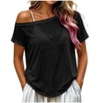 thumbnail image 2 of TGSLY Off The Shoulder Tops for Women Breathable Soft Asymmetrical Neck Solid Color Blouses Relaxed Fit Dressy Casual Short Sleeve Summer Shirt XL, 2 of 7
