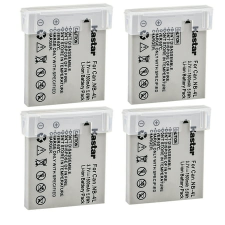 Kastar 4-Pack NB-4L Battery Replacement for Canon PowerShot SD750 PowerShot SD780 IS PowerShot SD940 IS PowerShot SD960 IS PowerShot SD970 IS PowerShot SD1000 Camera