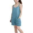 thumbnail image 4 of Girls Loose Overalls V Neck Sleeveless Romper Spaghetti Strap Harem Short Pants Jumpsuits, 4 of 7