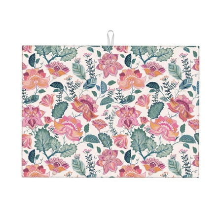 

Dish Drying Mat flower leaves Highly Absorbent Microfiber Drying Mat Kitchen Counter or Sink Drawer Liner 16x18 Kitchen Drying Mat Coffee Mat Kitchen Essentials