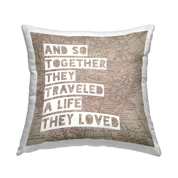 Stupell Industries Romantic Travel Phrase Decorative Printed Throw Pillow, 18 x 18