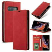 Dteck Case Compatible For Samsung Galaxy S10 5G, Classical PU Leather Shockproof Wallet case [Stand Feature] with [ 3-Slots] ID&Credit Cards Pockets - Red