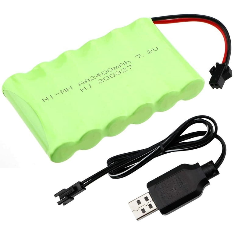 Batteria 7.2V 2400mAh NiMH Con Cavo USB E Connettore SM A 2 Pin Per Auto RC - Foto 2