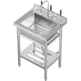 thumbnail image 1 of Évier Utilitaire Autoportant en Acier Inoxydable 23x19x36 Po à Bol Unique pour Lessive avec Robinet Coulissant, Tablette de Rangement et Pieds Ajustables, 1 of 8