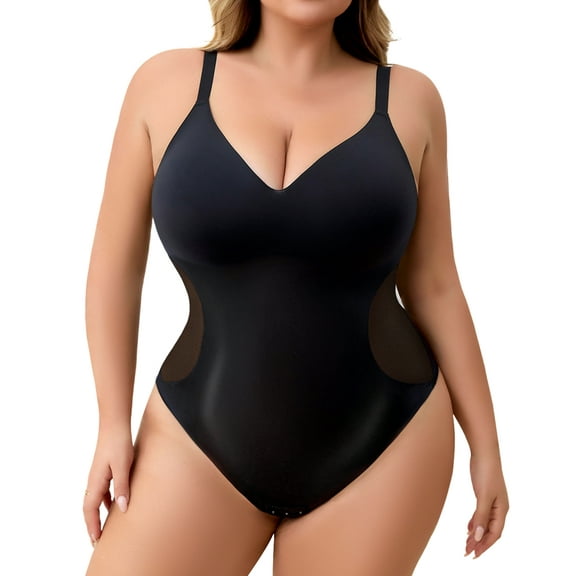 USEASY Shapewear for Women Plus Size Tummy Control Seamless Thong Shapewear Bodysuit Full-Body Faja Body Shaper Built-in Bra