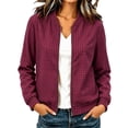 thumbnail image 7 of Guluxicc Women's Plaid Bomber Jackets Full Zipper Ribbed Cuffs Hem Long Sleeve Casual Jackets for Everyday Fall Winter, 7 of 7