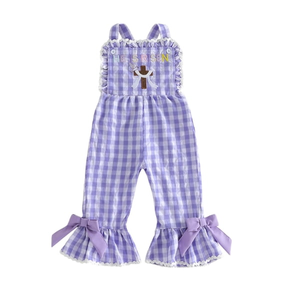Staki Baby Easter Outfit Girl Easter Baby Girl Boy Outfit Footie Romper Waffle Knit Onesie Jumpsuit Newborn Easter Clothes 6-24M 2-5Y(Purple,3-4 Years)