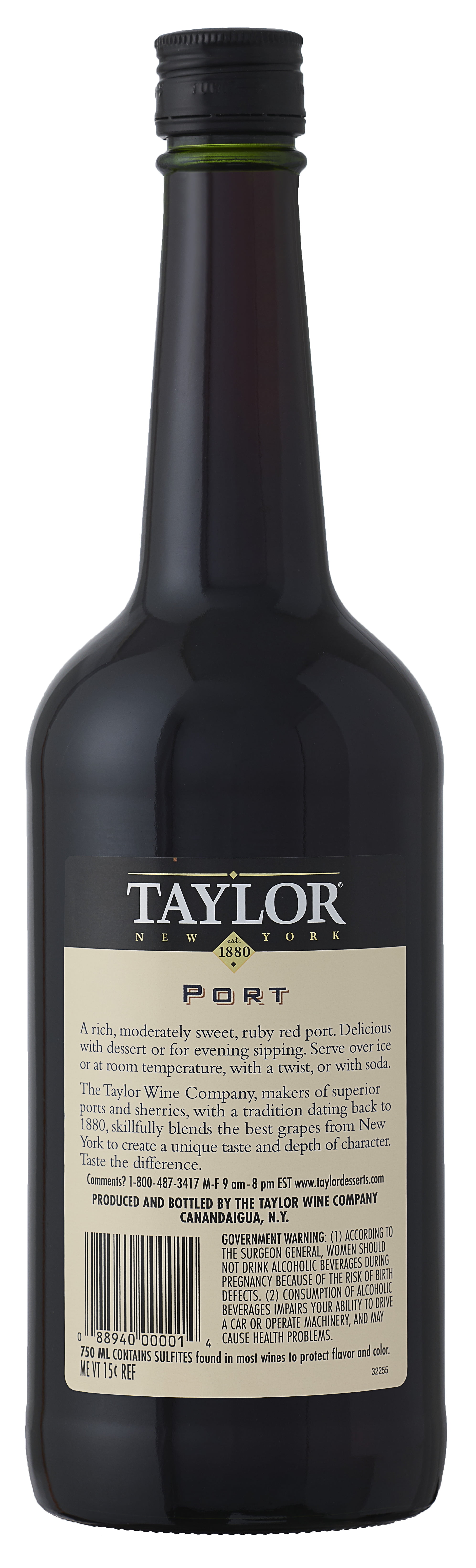 Taylor New York Desserts Port, Red Wine, 750 mL Bottle
