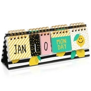 Lemon Perpetual Flip Calendar for Office Desktop, Classroom Supplies, Desk Calendar with Day, Date, and Month Display for Planning, Home, Kitchen Decor (8 x 3.5 Inches)